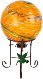 10 Inch Glass Gazing Ball with 9.4" H Metal Stand by VEWOGIFT