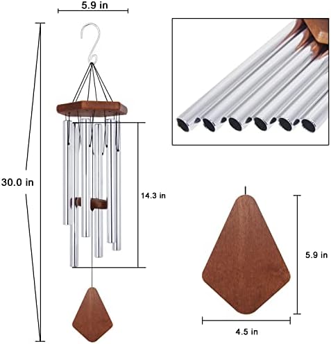Memorial Wind Chimes for Outside 30 inch Silver Sympathy Gift Decor Chime - Image 2