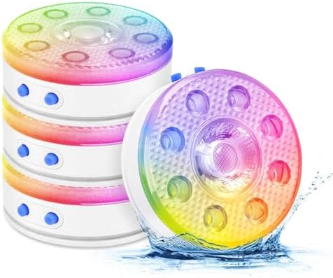 LUXJET Rechargeable Pool Lights 4 Pack, Submersible LED Lights, RF Remote by EnjoyYourHome