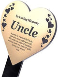 OriginDesigned Uncle Heart Shaped Memorial Remembrance Plaque Stake - Gold/Silver/Copper/Black & White, Waterproof, Outdoor, Grave Marker, Tribute, Plant Marker (Gold) by OriginDesigned