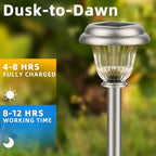 Solar Lights Outdoor Waterproof Stainless Steel Glass Solar Pathway Lights - Image 3