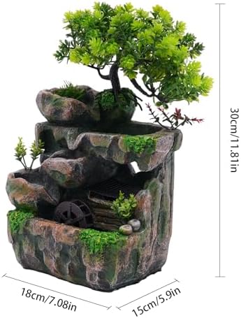 Rockery Water Fountain, Creative Feng Shui Wheel Waterfall with Reliable Circulating Pump and Color-Changing LED Lights, Compact Desktop Decor for Living Room, Office, Bedroom Ambiance - Image 7