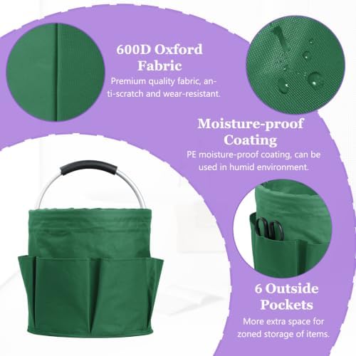2PCS Collapsible Cleaning Caddy, 17L Tool Bag with 6 Pockets, Green + Black - Image 7