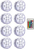 RGB Submersible Led Lights Battery Operated Underwater Spot Lights with Remote Outdoor Vase Bowl Pond Garden Party Decoration(1 Controller 8 Lamp) by Unknown