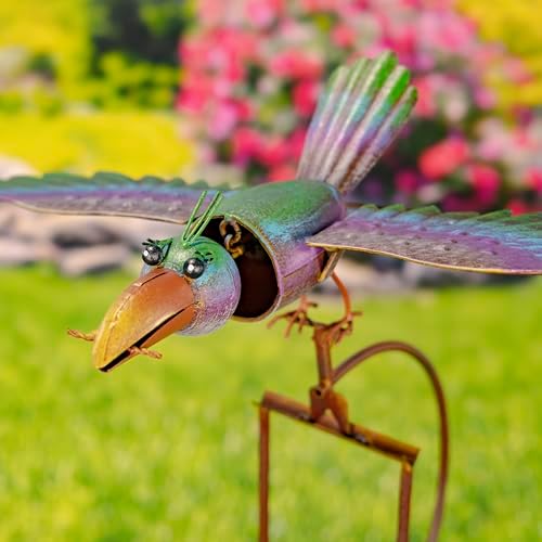 Zaer Ltd. Metal Rocking Bird Garden Stakes, 53 Inch Tall, Colorful Hand-Painted Birds, Spring Motion (Set of 6) - Image 2
