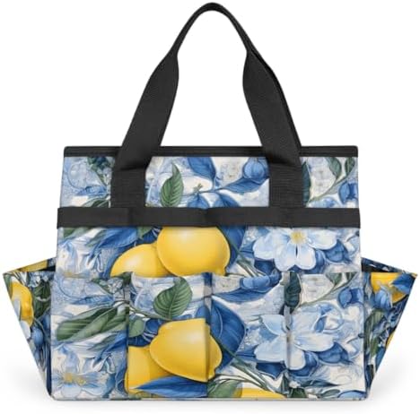 Lemon Garden Tool Bag Organizer Heavy Duty Fruit Flower Gardening Tote Bag with 10 Pockets for Women Men Gardening Gifts by Home