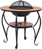 Mosaic Fire Pit Table Terracotta,Campfire Tripod,BBQ Grill, Rustic Fire Pit,Outdoor Fire Pit,for Outside Garden Bonfire Party and Patio26.8 Ceramic - Image 2