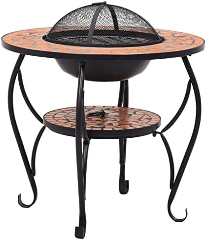 Mosaic Fire Pit Table Terracotta,Campfire Tripod,BBQ Grill, Rustic Fire Pit,Outdoor Fire Pit,for Outside Garden Bonfire Party and Patio26.8 Ceramic - Image 2