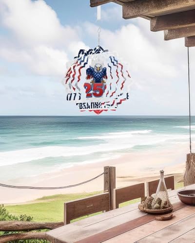 Independence Day Wind Spinner for Garden Yard 12In, Bald Eagle America 250th Anniversary 3D Stainless Steel Kinetic Hanging Wind Spinners Rustproof Outdoor Decor for Lawn Patio Home - Image 6