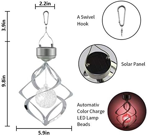 AMWGIMI Solar Wind Chimes LED Colour Changing Hanging Lights, 2 Pack - Image 3