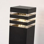 Outdoor Bollard Light Modern Black LED Pathway Lamp, IP65 Waterproof Square Landscape Post Lighting Fixture with Striped Design for Garden, Walkway, Yard Driveway Illumination - Image 5