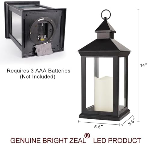 2-Pack 14" Candle Lanterns Outdoor Waterproof Decorative Lights with Timer Remote -Cool White Vintage Lantern Outdoor Decor - Image 6