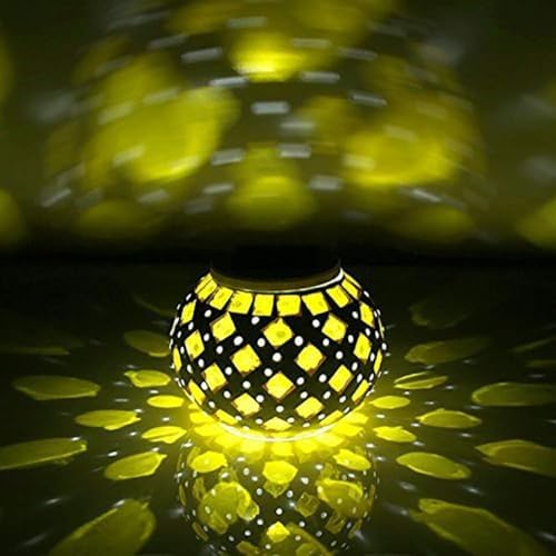 Solar Night Lights for, Mosaic Glass Ball Garden Lights, for Bedroom Party Garden Patio Yard Decoration Lighting Solar Outdoor Table Lamp (Yellow Square) - Image 4