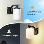 Dusk to Dawn Outdoor Wall Light Sconce, Waterproof Aluminum Porch Light Exterior Fixture with Milk Glass Shade for Patio, Yard, Garden House, Outside, Matte Black - Image 6