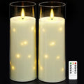 kakoya 11" x 4" Large Outdoor Waterproof Flameless LED Candles with Remote and Timer,Acrylic Pillar Candles Battery Operated with Embedded Star String for Porch,Patio,Outdoor Decor,Set of 2(Ivory) by FLAMELESSCANDLES
