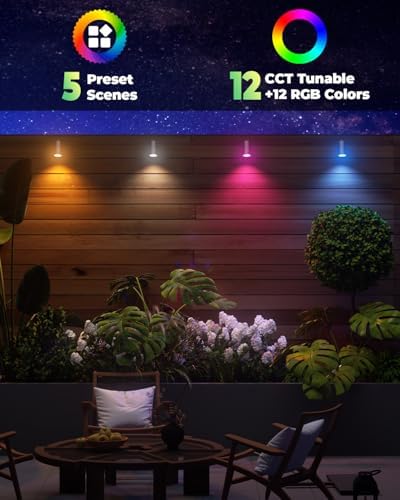12V Low Voltage Landscape Light for Down Light Tree Lights, Remote Control RGBW MR16 LED Bulb, RGB+CCT Tunable 2700K-6500K, IP65 Waterproof Spotlight for Outdoor Garden Yard Fence (Black) - Image 4