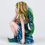Fantasy Thoughtful Fairy Figurine, 3.15 Inch Blue-Green Gradient Elf Statue, Hand-Painted Resin Decor with Purple Hair Flower & Textured Wings for Desk, Fairy Garden, Plant Pot - Image 5