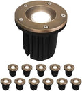 GKOLED 12V LED Brass Well Lights, In Ground Light Outdoor with MR16 Bulb and Swival Base, Low Voltage Landscape Lighting, 5W 410LM 2700K, IP67 Waterproof Up Light for Garden, Open Top, 12 Pack by GKOLED