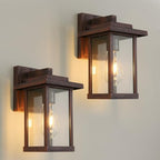Outdoor Wall Sconce, Brown Outside Porch Light Fixtures Clear Glass by SmeikeLighting