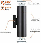 DAKAFUL Dimmable Wall Lights Outdoor 2 Packs, Integrated LED Cylinder Up Down 12W 2700K Modern Aluminum Light, Waterproof Exterior Light for Porch Patio Door - Image 4