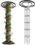 6.89FT Mushroom Top Obelisk Trellis for Outdoor Climbing Plants, Rustproof PE-Coated Metal Poles Support, Decorative Garden Trellis for Climbing Rose, Wisteria, Black by CaroTex