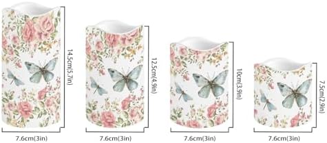 Butterfly Pink Floral Flameless Candles Realistic LED Candles with Remote and Timer Set of 4 Pillar Candles Battery Operated Candles for Valentines Home Table Wedding Birthday Decor - Image 2