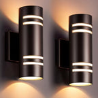 wowlite Dusk to Dawn Outdoor Lighting, Bronze Up & Down Wall Sconce, 2 Pack by wowlite