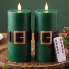 Retisee 2 Pack Christmas Flameless Candle, Santa Belt Design, Green by Retisee