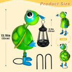 Solar Garden Lights 13.78in Metal Turtle Statue with Solar Lantern Lights - Image 4