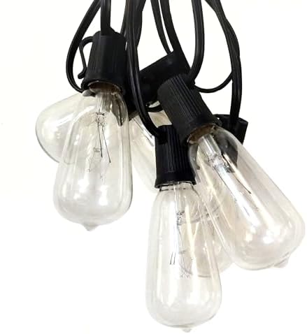 Vintage Edison Outdoor String Lights (ST40 Clear - Black Wire, 25 ft) - Image 6