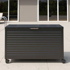 MIRADOR 134 Gallon Outdoor Storage Box with Wheels & Soft-Close Lid, Waterproof Metal Deck Box for Patio Cushions, Garden Tools & Pool Accessories, Charcoal - Image 5