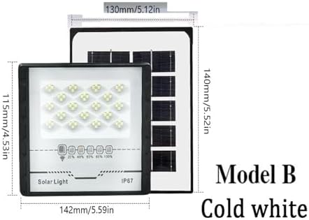 Floodlight L+E+D Solar Floodlight IP67 Solar Wall Light Outdoor with Remotes Control Height Lighting Energy Saving Water.Proof Courtyard Street(Model B,10W) - Image 3