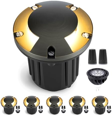 Gardenreet Outdoor Well Lights Low Voltage - Solid Brass All Weather Ip65 12V Inground Lighting, LED Fixture, Antique Bronze for House Path Garden with 4000K Neutral White MR16 Bulb by Gardenreet