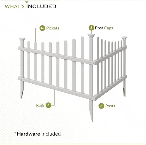 Zippity Ashley Corner Picket Fence, White Vinyl DIY No Dig Kit - Image 4