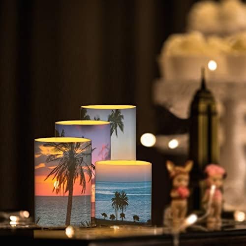 Flameless Light Candles for Home Decor, Battery Operated Candles with Color Changing Timer Remote Control 3'' 4'' 5'' 6'' Fake Pillar Candles Tealights, Coconut Tree Various - Image 6