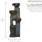 Alpine Corporation TZL396 31" 4 Tier Bowls Cascading Fountain with LED Lights, Elegant Outdoor Water Feature for Garden, Patio, Yard & Outdoor Spaces, Relaxing Waterfall Fountain, Gray - Image 3