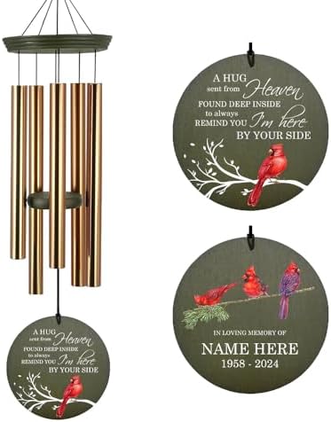 Personalized Memorial Wind Chimes Cardinal Sympathy Gifts by ExtrabilyOfficial