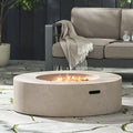 Outdoor Propane Fire Pit Table for Outside Patio, 39 Inch Concrete Fire Pit Table, Round Gas Fire Pit for Garden, Pool, Backyard, 50,000 BTU, Free Lava Rocks, Light Gray by Zolyndo
