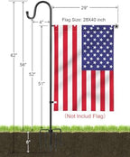 LOPANNY Large Garden Flag Holder Stand Pole for 28 x 40 Flags with Shepherds Hooks for Outdoor - Upgraded Sturdy 60 Inches Yard Flag Post Stake Perfect for Outdoor Decor(without Solar Lights & Flag) - Image 2