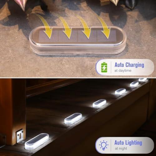 Solar Powered Driveway Lights, 8 Pack Solar Dock Deck Lights Outdoor-White - Image 5