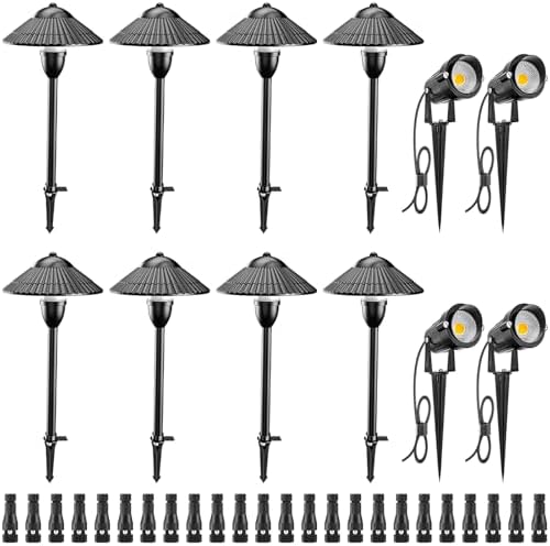 ZUCKEO LED Landscape Lighting Low Voltage Pathway Lights 12V 24V Landscape Light Kit, Outdoor Aluminum Landscape Spotlights Path Lights Waterproof for Garden Yard House Decoration(12Pack) by ZUCKEO
