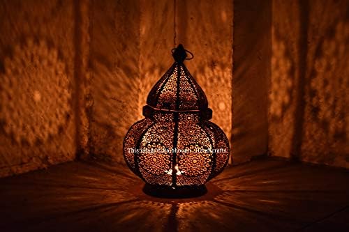 Oriental Moroccan Metal Lantern Black 30cm | Oriental Moroccan Wind Light Garden Wind Light | Moroccan Metal Lantern for Outside as a Garden Lantern, or Inside as a Table/Candle Lantern - Image 6
