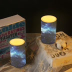 Starry Sky Flameless Candles with Remote Galaxy Outdoor Battery Operated Candles with Timer Flickering LED Elictric Pillar Lights for Outdoor Porch Wedding Home Decor Set of 2 - Image 6