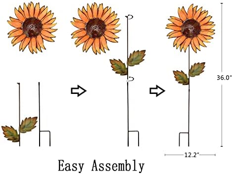 Flower Garden Stakes Metal Spring Yard Sign Decorative Sunflower Plant Stake Lawn Art Patio Decor Pathway Ornaments Indoor Outdoor Decoration (36" Hx2) - Image 6