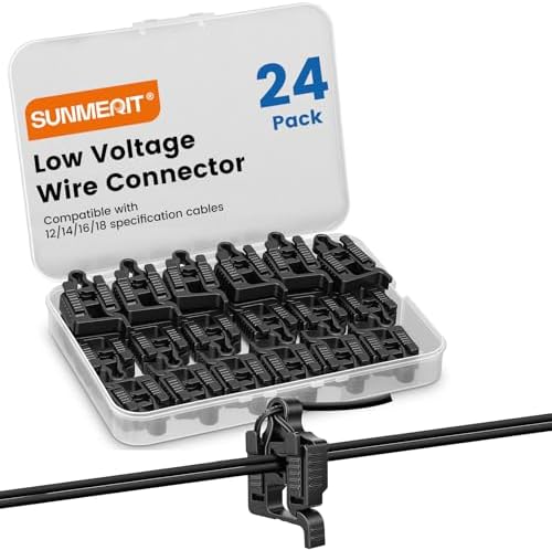 24 Pack Low Voltage Wire Connectors for Landscape Lighting, Compatible with #12/14/16/18 Gauge Underground Cable for Pathway Lights, Spotlight, In-ground Lights, Waterproof, UL Listed by Sunmerit