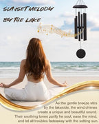 32" Outdoor Wind Chimes Deep Tone, Professionally Tuned C Major Aluminum Wind Chime with Gift Box & Envelope, Memorial Sympathy Wind Chime for Patio Garden Decor, Classic Round, Black - Image 2
