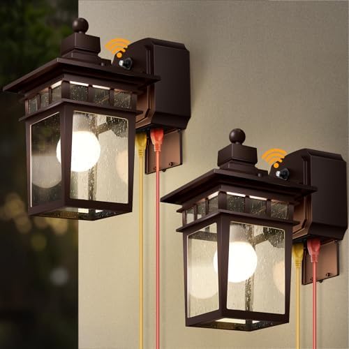 Outdoor Light with GFCI Outlet, 2 Pack Dusk to Dawn Porch Lights by APOTO