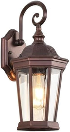 Outdoor Wall Lantern 16'' Brown Aluminum Outdoor Wall Light Fixtures by SmeikeLighting