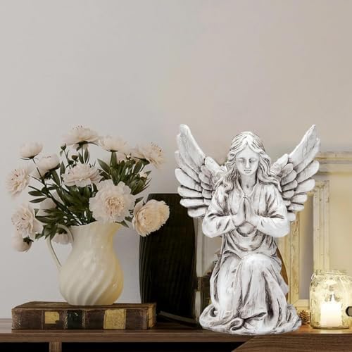 Praying Angel Garden Statue – Outdoor Kneeling Angel Figurine for Yard, Patio, Memorial Decor, Resin Sculpture, Housewarming Ornament Present - Image 5