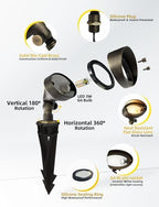 COLOER Brass Landscape Flood Lights 6 Pack with LED G4 Bulb (501B Bronze) - Image 3